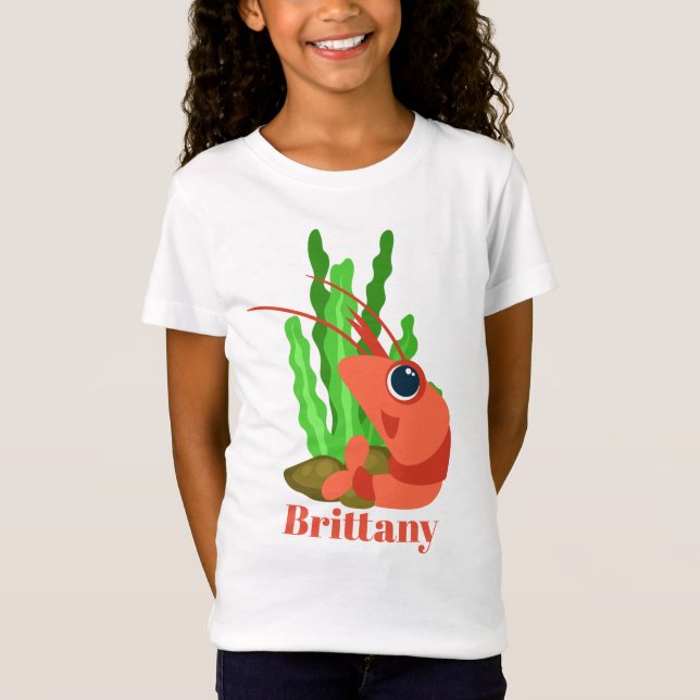 Cute Beach shrimp add name t-shirt (Front)