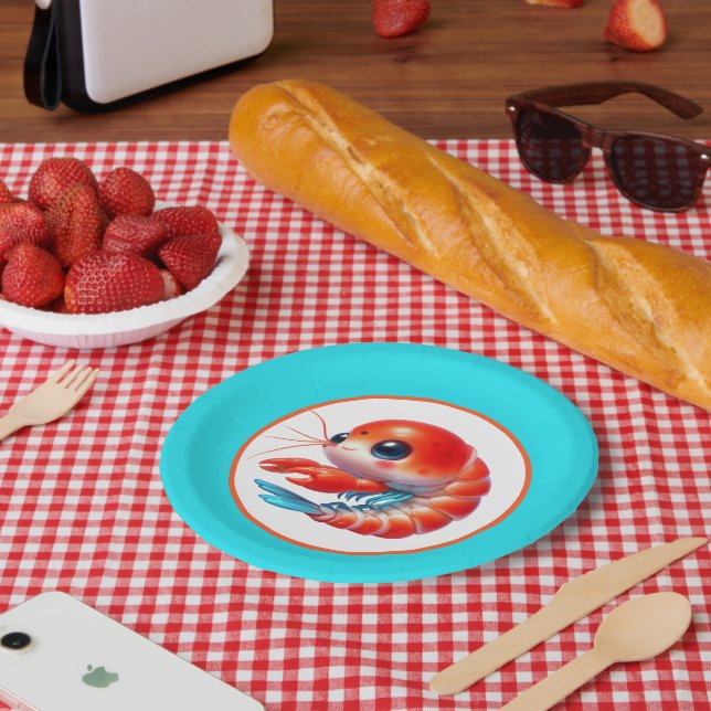 Cute beach shrimp party paper plate (Picnic)