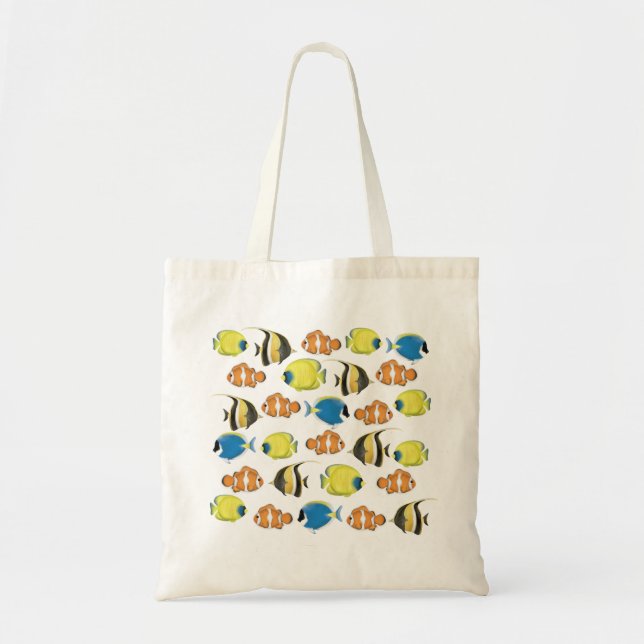 Cute Beach Simple Tropical Fish Ocean Pattern Tote Bag (Front)