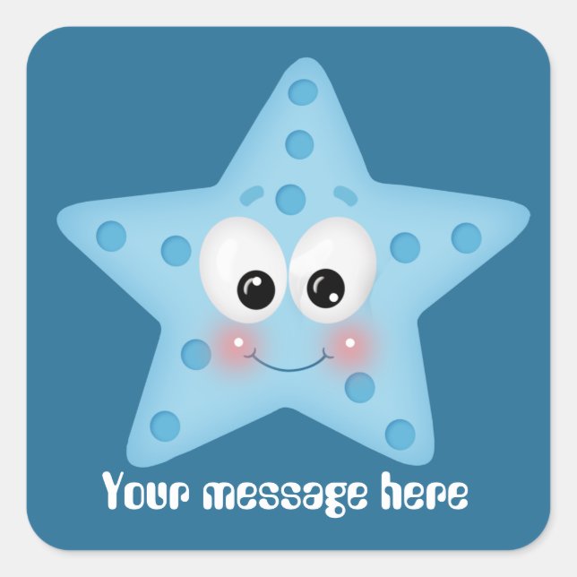 Cute beach starfish add message sticker (Front)