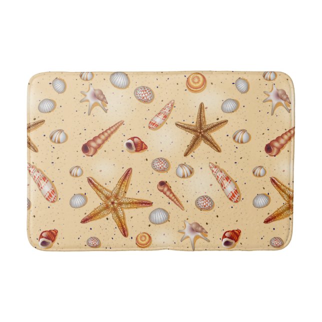 Cute beach starfish pattern bath mat (Front)