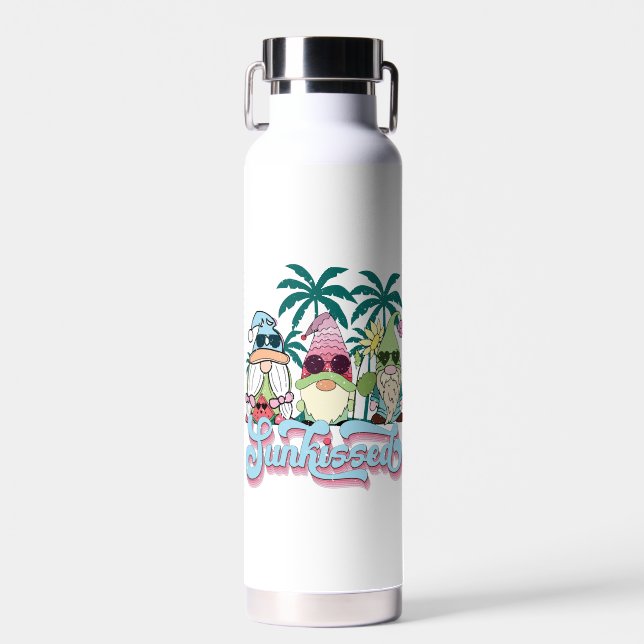cute beach sun gnomes Summer Water Bottle (Front)