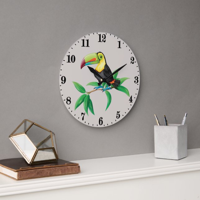 cute beach toucan decor large clock (Office)