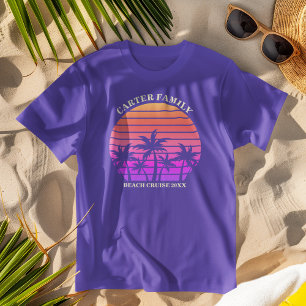 Cute Beach Trip Tropical Palm Tree Custom Purple T-Shirt