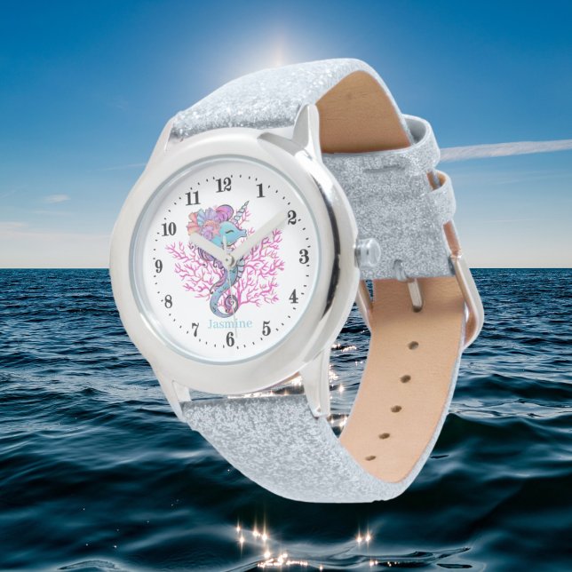 cute beach unicorn seahorse add name watch (Creator Uploaded)