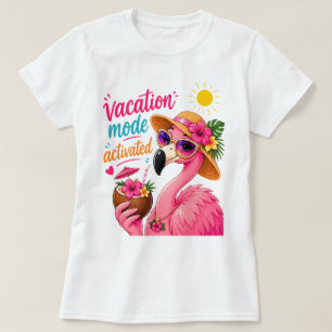 Cute beach vacation mode pink flamingo T-Shirt