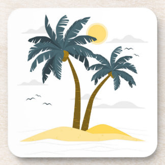 Cute Beach Vacation Tropical Palm Coaster