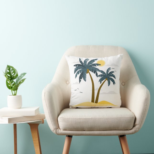 Cute Beach Vacation Tropical Palm Cushion (Chair)