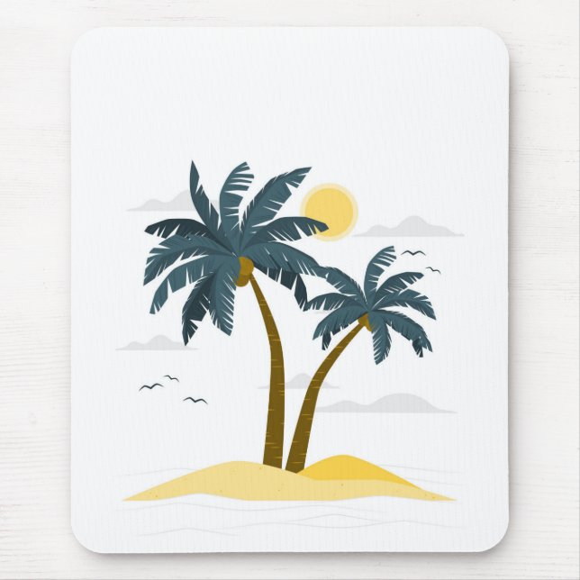 Cute Beach Vacation Tropical Palm Mouse Mat (Front)