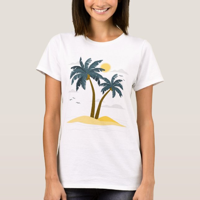 Cute Beach Vacation Tropical Palm T-Shirt (Front)