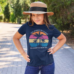 Cute Beach Vacation Tropical Palm Tree Custom Kids T-Shirt<br><div class="desc">This cute tropical palm tree sunset girls t-shirt is perfect for a spring break trip or a fun cruise ship getaway vacation with the family. Personalise a set of customised t-shirts for your group outing to the beach or an island family reunion.</div>
