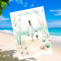 Cute Beach Walk With Mum Mother's Day Watercolor