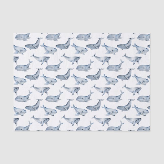 cute beach whales tiled party tissue paper (Front)