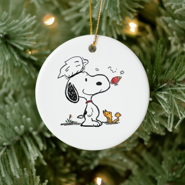 Cute Beagle Astronaut Cartoon Illustration Ceramic Tree Decoration (Tree)