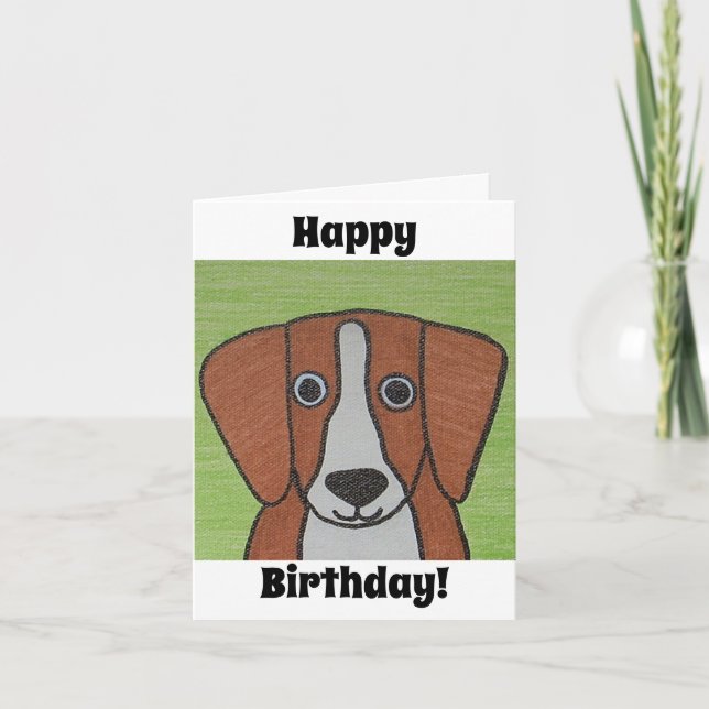Cute Beagle Birthday Card (Front)