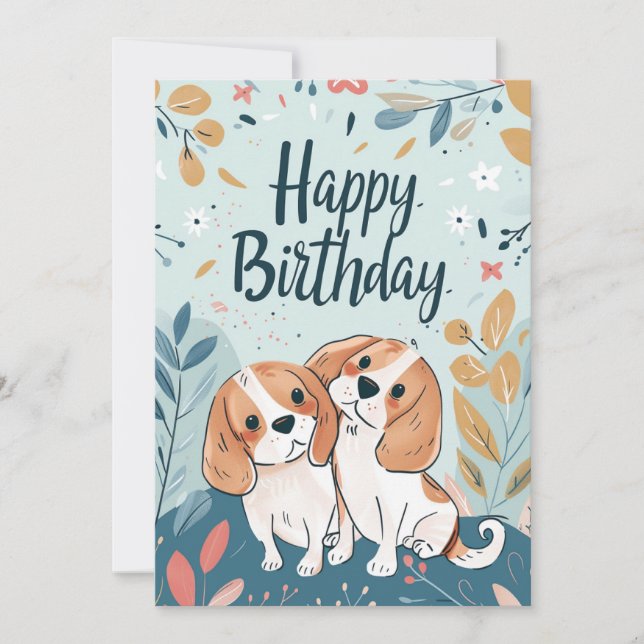 Cute Beagle Birthday Holiday Card (Front)