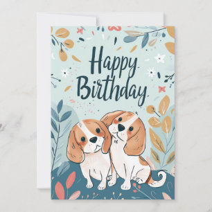 Cute Beagle Birthday Holiday Card