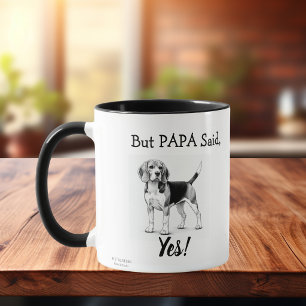Cute Beagle Black/ White typography Personalise Large Coffee Mug