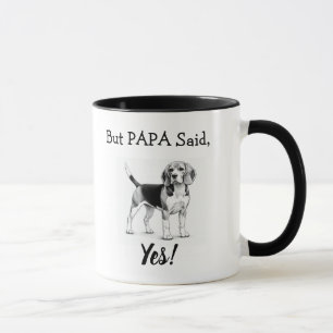 Cute Beagle Black/ White typography Personalise Mug