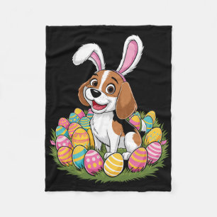 Cute Beagle Bunny Ears Easter Egg Hunt Happy Easte Fleece Blanket