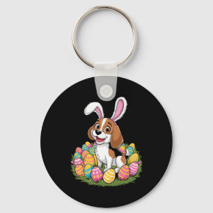 Cute Beagle Bunny Ears Easter Egg Hunt Happy Easte Key Ring