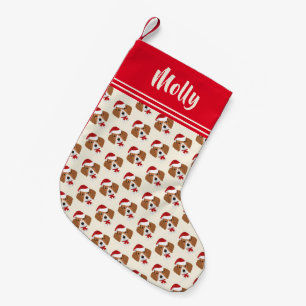 Cute Beagle Cartoon Pattern - Personalised Small Christmas Stocking