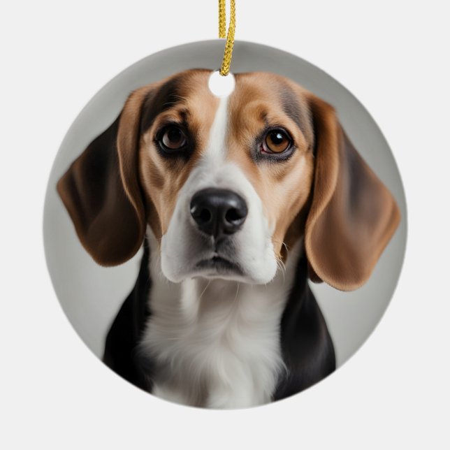 Cute Beagle Ceramic Tree Decoration (Front)
