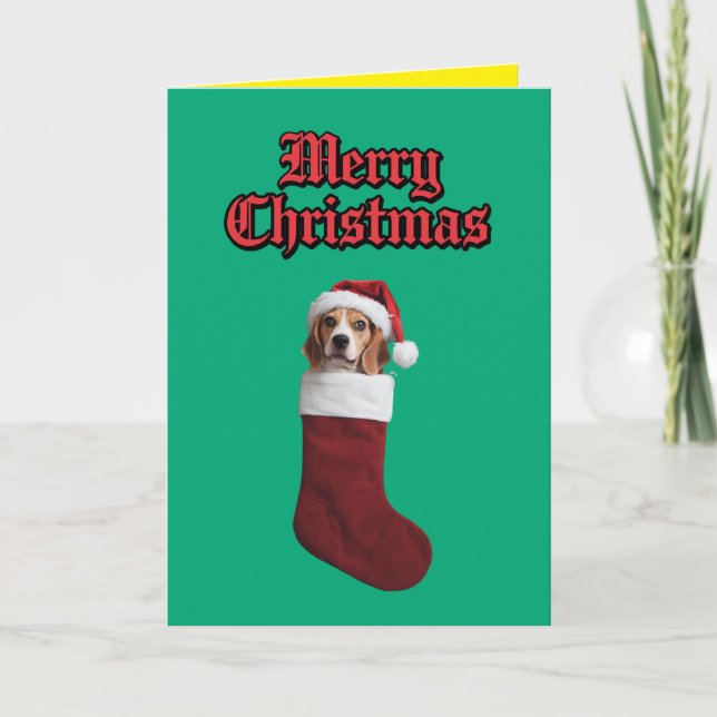 Cute Beagle Christmas Holiday Card (Front)
