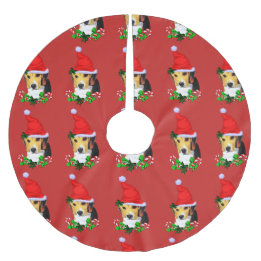 Cute Beagle Christmas Merry Brushed Polyester Tree Skirt