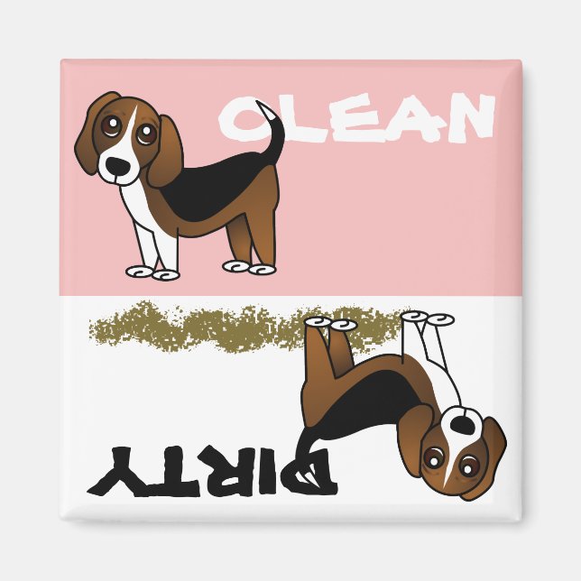 Cute Beagle Clean Dirty Dishwasher Magnet (Front)