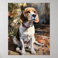 Cute Beagle Dog Art Print Poster