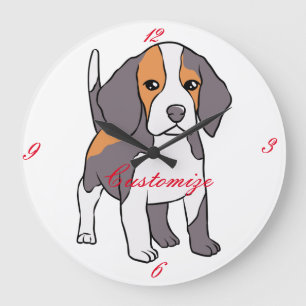 Cute Beagle Dog Breed Thunder_Cove Large Clock