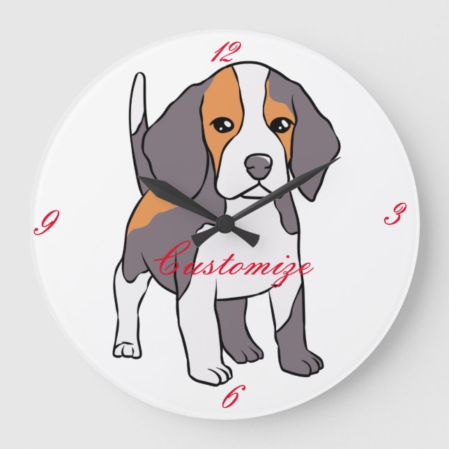 Cute Beagle Dog Breed Thunder_Cove Large Clock (Front)