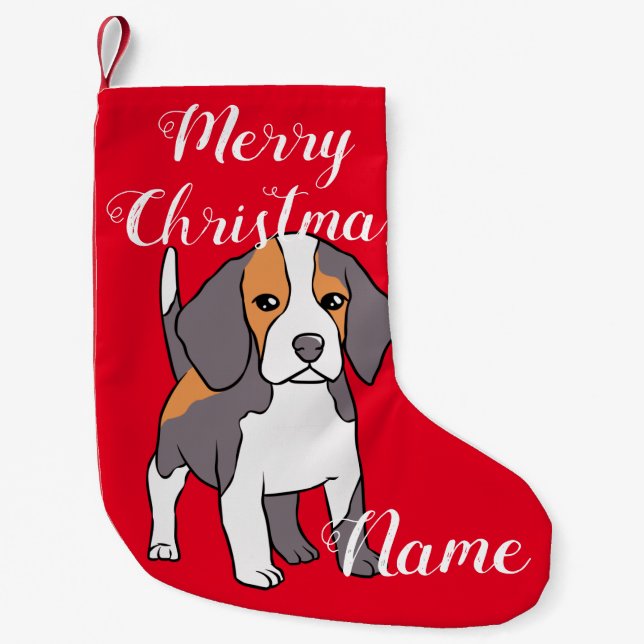 Cute Beagle Dog Breed Thunder_Cove Small Christmas Stocking (Front)