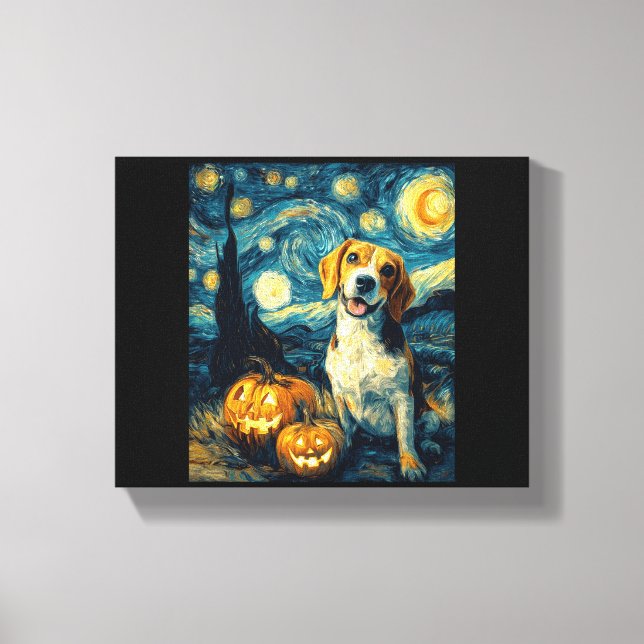 Cute beagle Dog Halloween Jack O Lantern Pumpkin F Canvas Print (Front)