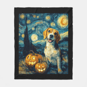 Cute beagle Dog Halloween Jack O Lantern Pumpkin F Fleece Blanket