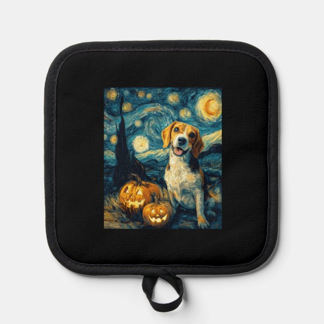 Cute beagle Dog Halloween Jack O Lantern Pumpkin F Pot Holder (Front)