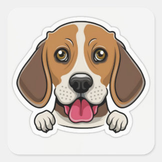 Cute beagle dog head  square sticker