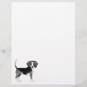 Cute Beagle Dog Illustration In Black And White Custom Letterhead