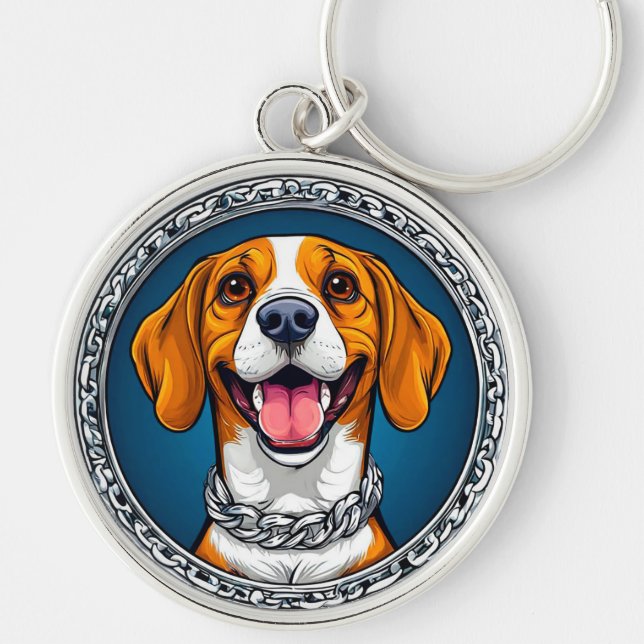 Cute Beagle dog Key Ring (Front)