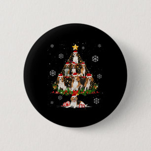 Cute Beagle Dog Lovers Christmas Tree Lights Xmas 6 Cm Round Badge