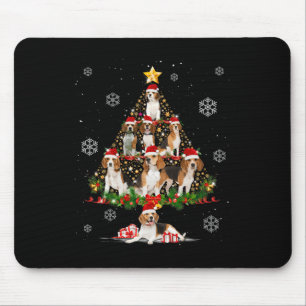 Cute Beagle Dog Lovers Christmas Tree Lights Xmas Mouse Mat
