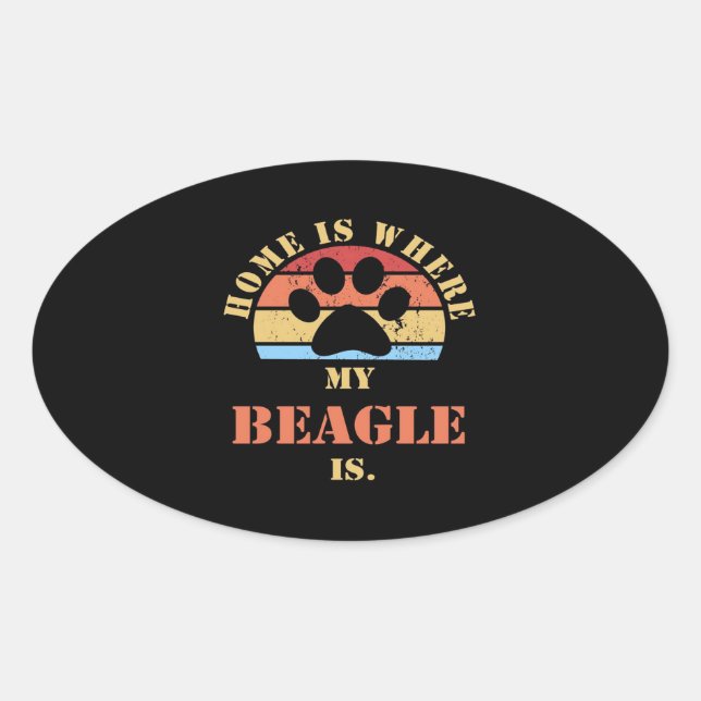 Cute Beagle Dog Oval Sticker (Front)