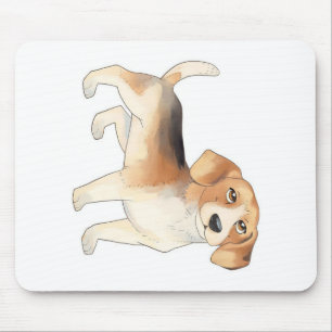 Cute Beagle Dog Paintings Mouse Mat