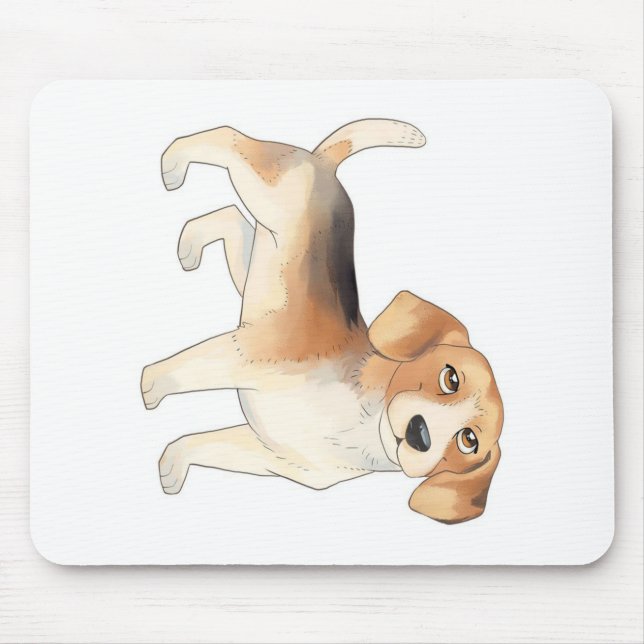 Cute Beagle Dog Paintings Mouse Mat (Front)