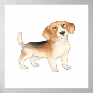 Cute Beagle Dog Paintings Poster