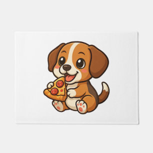Cute beagle dog pizza pizza lovers cartoon doormat