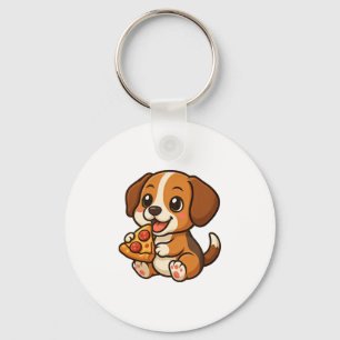 Cute beagle dog pizza pizza lovers cartoon key ring