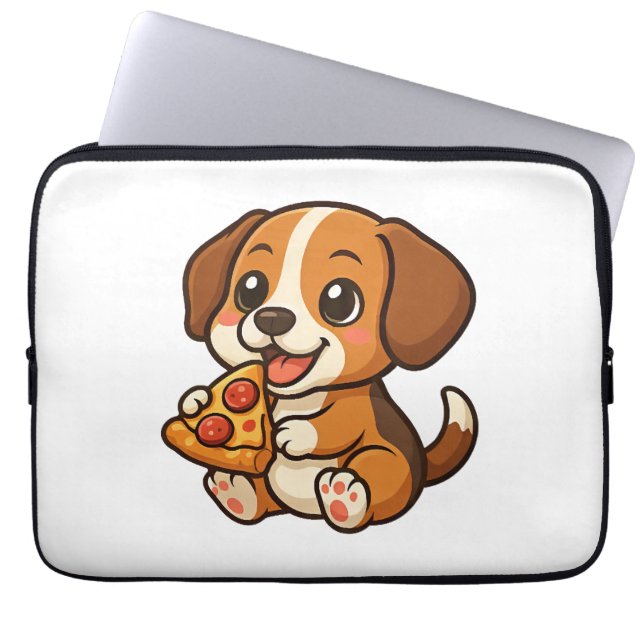 Cute beagle dog pizza pizza lovers cartoon laptop sleeve (Front)