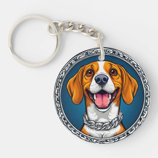 Cute Beagle Dog Portrait For Everyday Use Gift Key Ring (Front)